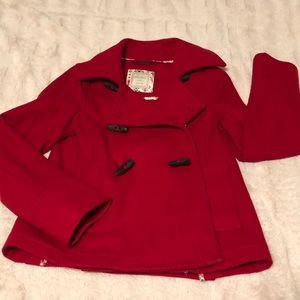 Red peacoat jacket